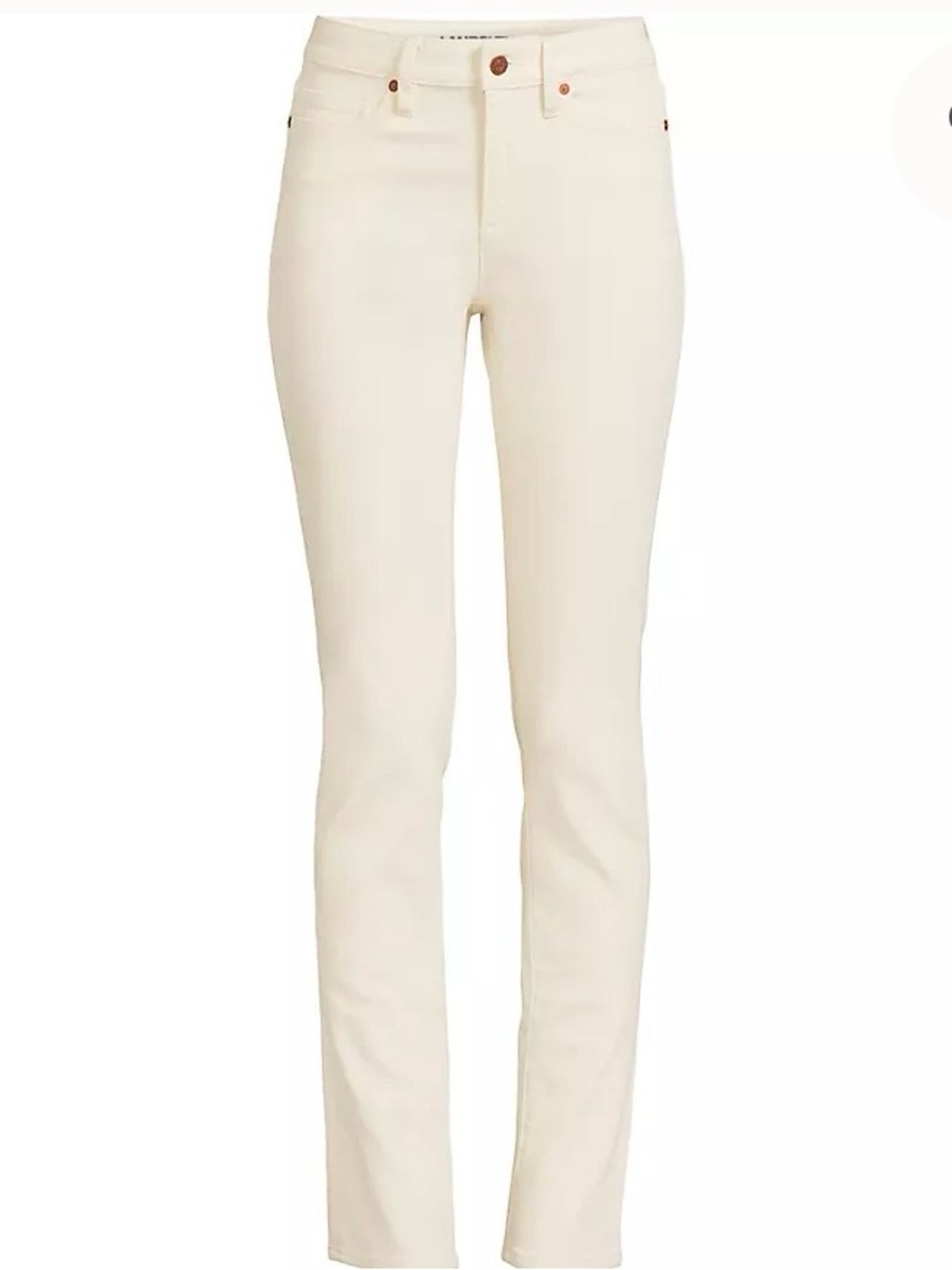 Athleta Cream Stretch Straight-Leg Jeans Size 4, Waist 15, Rise 9, Inseam 26